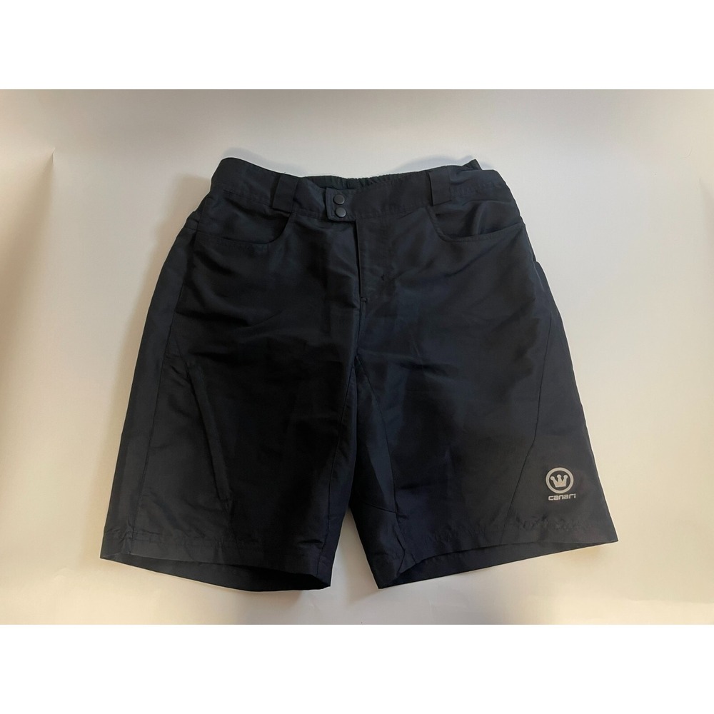 Canari Shorts Men's Size Large Black Padded Pockets Double Snap Button Tab Lined